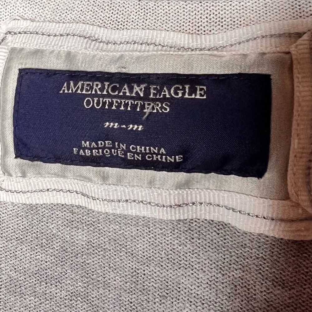 American Eagle RARE y2K Striped Gray Cardigan Monogram Initials Pocket Size M - Picture 5 of 6